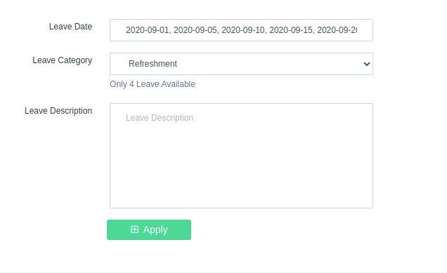 Attendance management system user leave apply