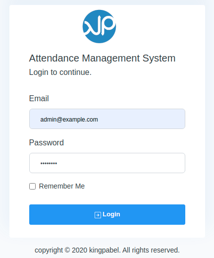 Attendance Management System Login Form
